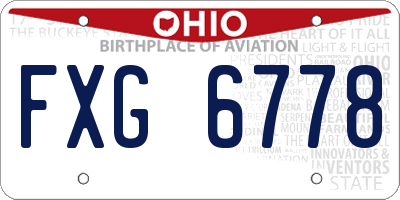 OH license plate FXG6778