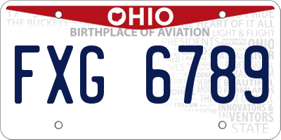 OH license plate FXG6789