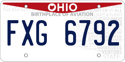 OH license plate FXG6792