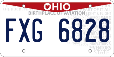 OH license plate FXG6828