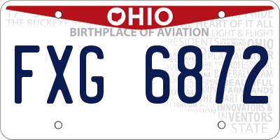 OH license plate FXG6872