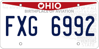 OH license plate FXG6992
