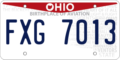 OH license plate FXG7013