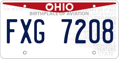 OH license plate FXG7208