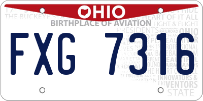 OH license plate FXG7316