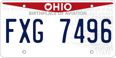 OH license plate FXG7496