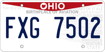 OH license plate FXG7502