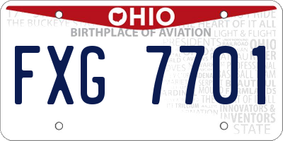 OH license plate FXG7701
