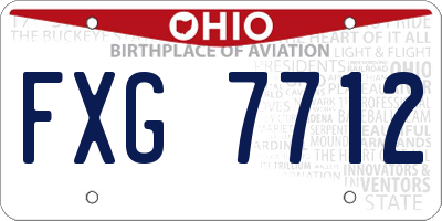 OH license plate FXG7712