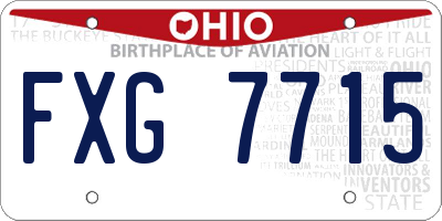 OH license plate FXG7715