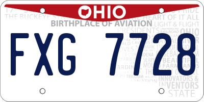 OH license plate FXG7728
