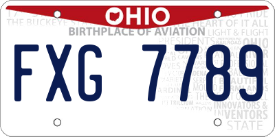 OH license plate FXG7789