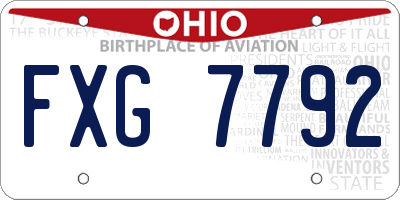 OH license plate FXG7792