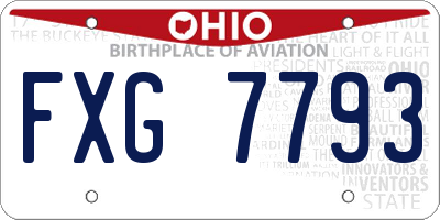 OH license plate FXG7793