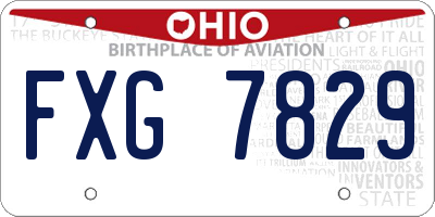 OH license plate FXG7829
