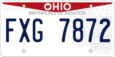 OH license plate FXG7872