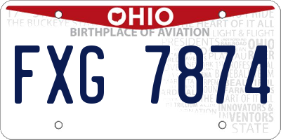 OH license plate FXG7874
