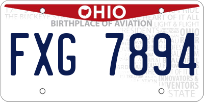OH license plate FXG7894