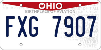OH license plate FXG7907
