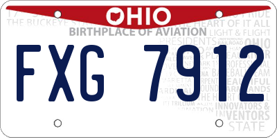 OH license plate FXG7912