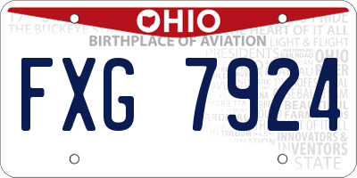 OH license plate FXG7924