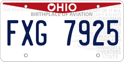 OH license plate FXG7925