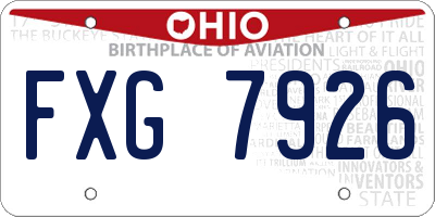 OH license plate FXG7926