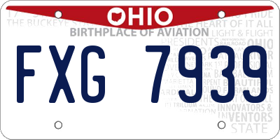 OH license plate FXG7939