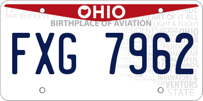 OH license plate FXG7962