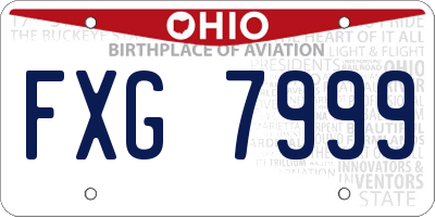 OH license plate FXG7999