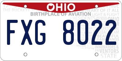 OH license plate FXG8022