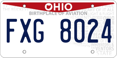 OH license plate FXG8024