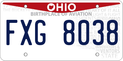 OH license plate FXG8038