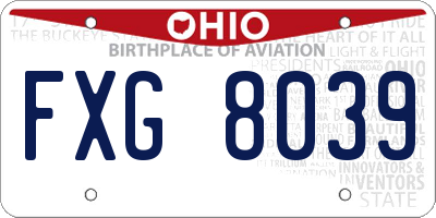 OH license plate FXG8039
