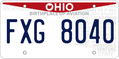 OH license plate FXG8040