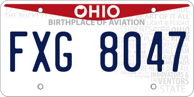 OH license plate FXG8047