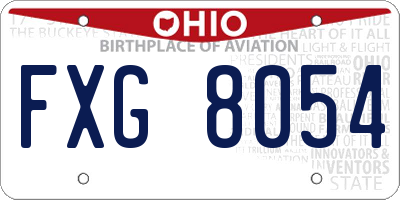 OH license plate FXG8054