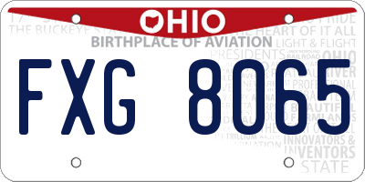 OH license plate FXG8065