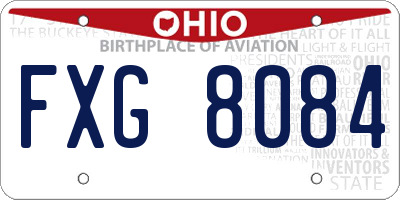 OH license plate FXG8084