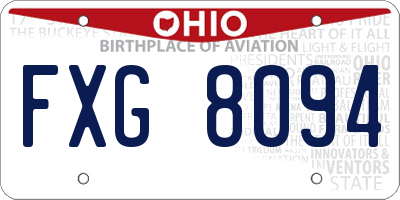 OH license plate FXG8094