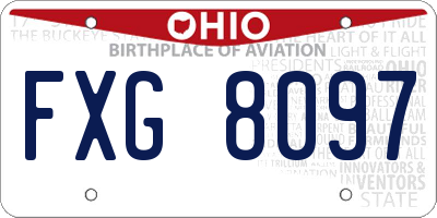 OH license plate FXG8097