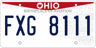 OH license plate FXG8111