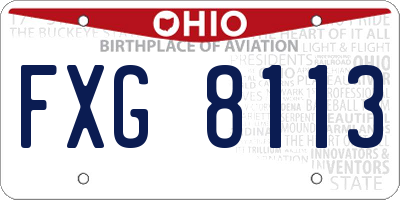 OH license plate FXG8113