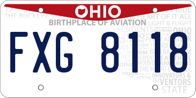 OH license plate FXG8118