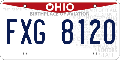 OH license plate FXG8120