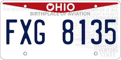 OH license plate FXG8135