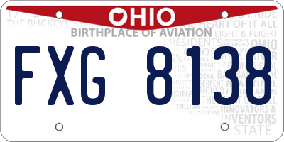 OH license plate FXG8138