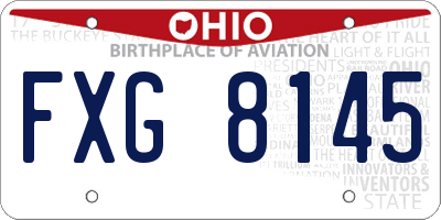 OH license plate FXG8145
