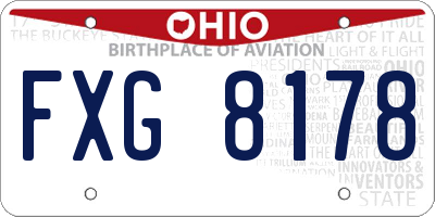 OH license plate FXG8178