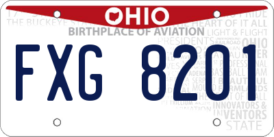 OH license plate FXG8201